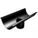 Aluminium Beaded Half Round Gutter Running Outlet - 125mm for 63mm Round Downpipe PPC Finish Black
