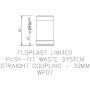 FloPlast Push Fit Waste Coupling - 32mm Grey