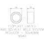 FloPlast Solvent Weld Waste Reducer - 50mm x 40mm Grey