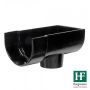 Cast Iron Deep Half Round Gutter Stopend Outlet - 125mm for 65mm Downpipe Black