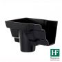 Cast Iron Moulded Ogee Gutter Left Hand Stopend Outlet - 100mm for 75mm Downpipe Black