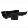 Cast Iron Half Round Gutter Running Outlet - 100mm for 65mm Downpipe Black