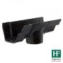 Cast Iron Notts Ogee Gutter Running Outlet - 115mm for 65mm Downpipe Black