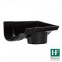 Cast Iron Ogee Gutter Right Hand Stopend Outlet - 115mm for 65mm Downpipe Black