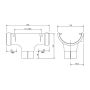 FloPlast Half Round Gutter Running Outlet - 112mm Anthracite Grey