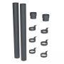 Galeco Steel Round Socket Downpipe Kit Graphite Grey - 87mm Diameter