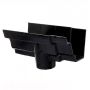 Cast Iron Moulded Ogee Gutter Running Outlet - 100mm for 65mm Downpipe Black