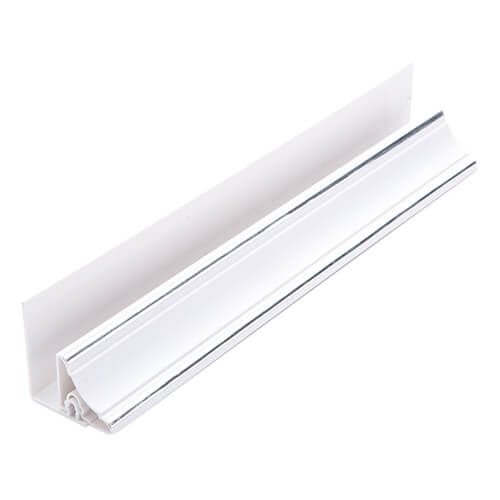 Guardian Internal Cladding PVC Scotia Trim/ 2 Part Wall Ceiling Cove - 2700mm x 8mm White and Chrome - For Bathrooms/ Kitchens/ Ceilings