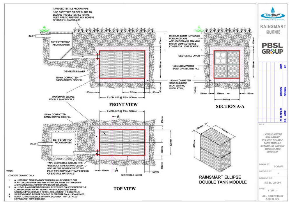 Rainsmart Ellipse Soakaway Set Assembled 1 Cubic Metre