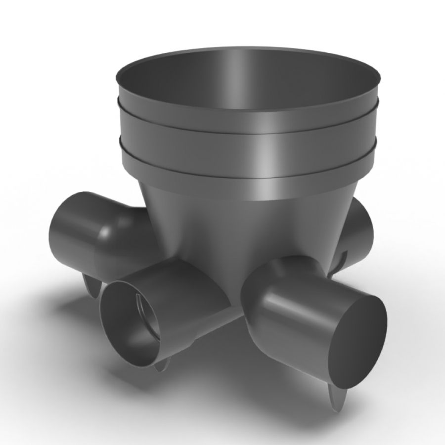 225mm Inspection Chamber Inspection Chamber Base - 600mm Diameter with 225mm Channel & 225mm Inlets