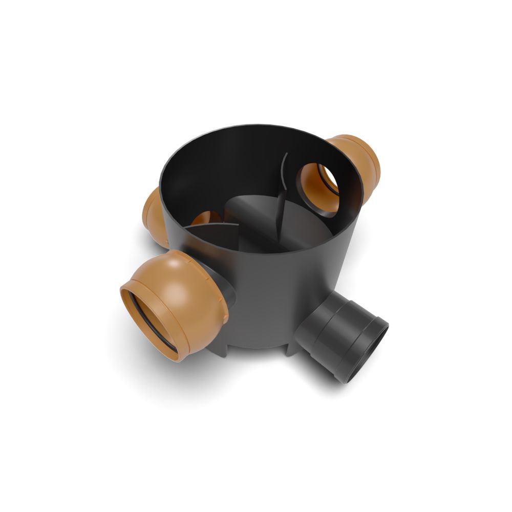 FloPlast Inspection Chamber Base 3 Adjustable Inlets - 90 Degree x 300mm Diameter