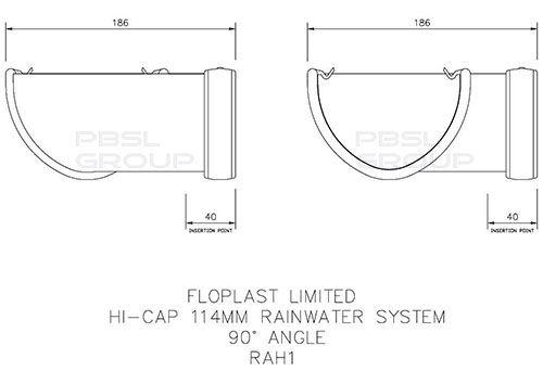 FloPlast Deepflow/ Hi-Cap Gutter Angle - 90 Degree x 115mm x 75mm Anthracite Grey