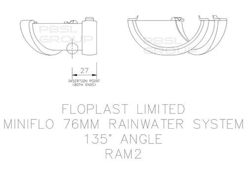FloPlast Mini Gutter Angle - 135 Degree x 76mm Brown