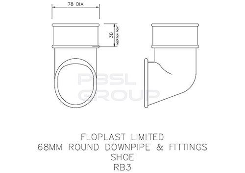 FloPlast Round Downpipe Shoe - 68mm Grey