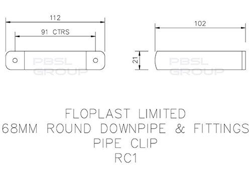 FloPlast Round Downpipe Clip - 68mm White