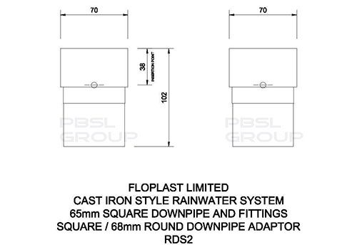 FloPlast PVC Square to PVC Round Downpipe Adaptor - Black