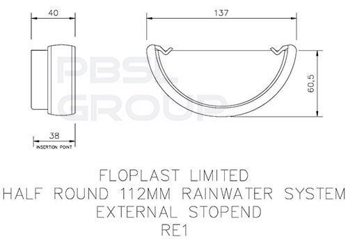 FloPlast Half Round Gutter External Stopend - 112mm Brown
