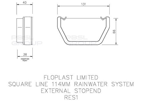 FloPlast Square Gutter External Stopend - 114mm Brown