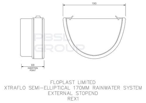 FloPlast Industrial/ Xtraflo Gutter External Stopend - 170mm White