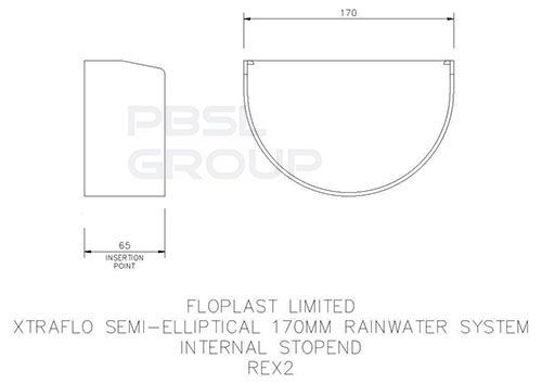 FloPlast Industrial/ Xtraflo Gutter Internal Stopend - 170mm Black