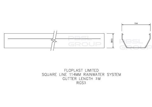 FloPlast Square Gutter - 114mm x 3mtr White