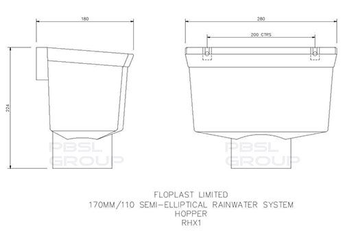 FloPlast Industrial/ Xtraflo Gutter Hopper - 110mm Grey