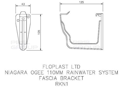 FloPlast Ogee Gutter Fascia Bracket - 110mm x 80mm Black