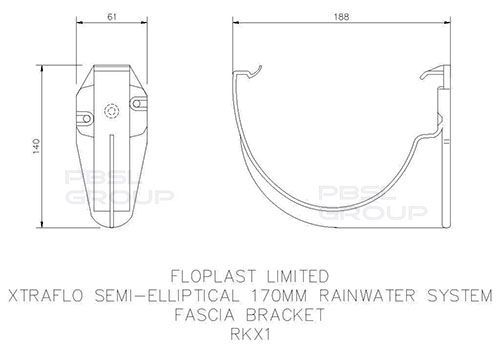 FloPlast Industrial/ Xtraflo Gutter Fascia Bracket - 170mm Grey
