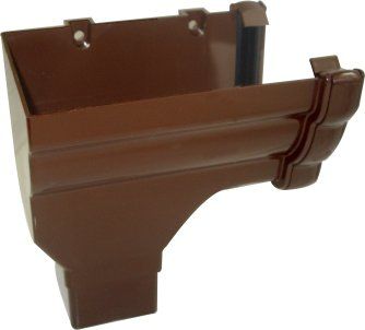 FloPlast Ogee Gutter Stopend Outlet Left Hand - 110mm x 80mm Brown