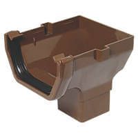 FloPlast Square Gutter Stopend Outlet - 114mm Brown