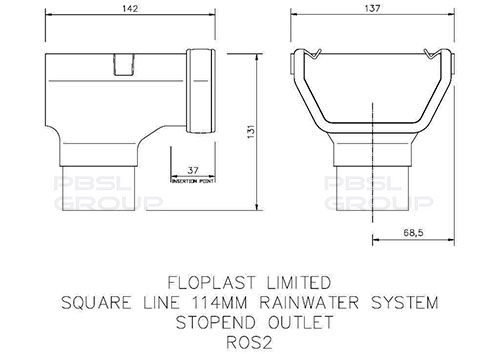 FloPlast Square Gutter Stopend Outlet - 114mm Brown