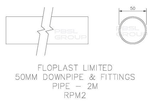 FloPlast Mini Gutter Downpipe - 50mm x 2mtr Brown