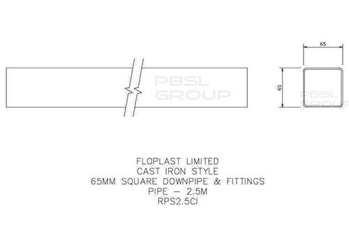 FloPlast Square Downpipe - 65mm x 2.5mtr White