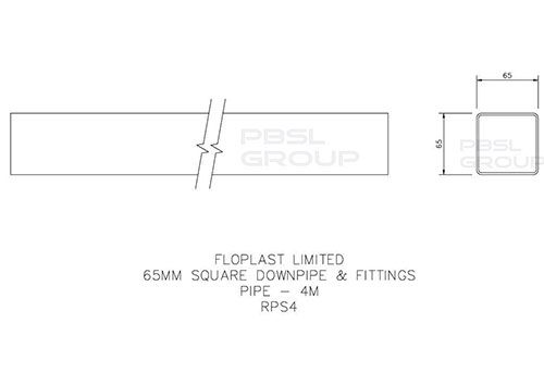 FloPlast Square Downpipe - 65mm x 4mtr Black