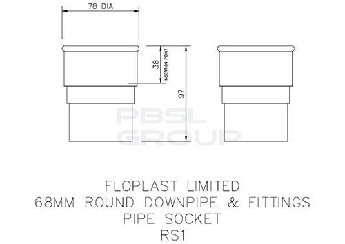 FloPlast Round Downpipe Socket - 68mm White