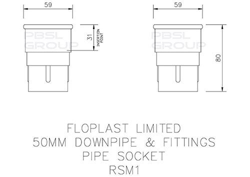 FloPlast Mini Gutter Downpipe Socket - 50mm Black