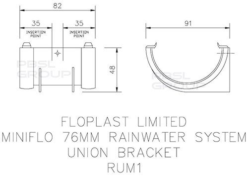 FloPlast Mini Gutter Union Bracket - 76mm Brown