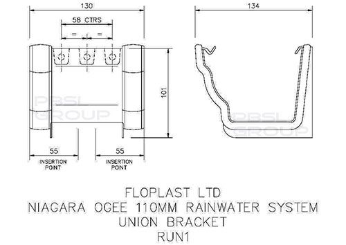 FloPlast Ogee Gutter Union Bracket - 110mm x 80mm Anthracite Grey