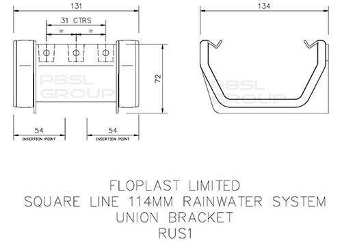 FloPlast Square Gutter Union Bracket - 114mm White