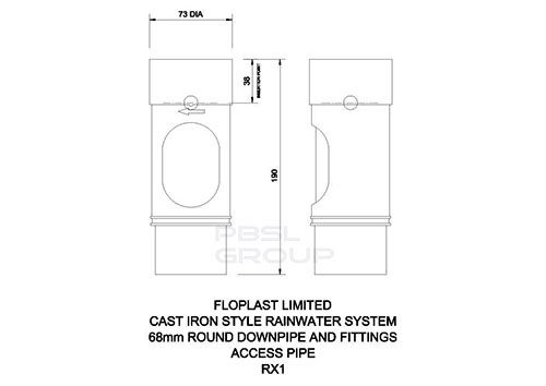 FloPlast Round Downpipe Access Pipe - 68mm White