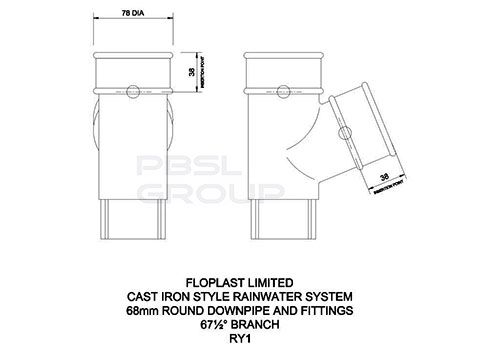 FloPlast Round Downpipe Branch - 112 Degree x 68mm White