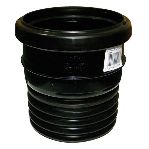 FloPlast Universal Adaptor - Ring Seal Soil PVC Pipe to Cast Iron Or Clay Drainage - Black