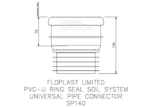 FloPlast Universal Adaptor - Ring Seal Soil PVC Pipe to Cast Iron Or Clay Drainage - Black