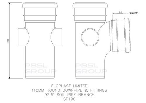 Ring Seal Soil Branch - 92.5 Degree x 110mm White