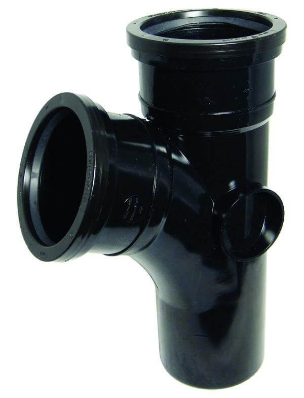 FloPlast Ring Seal Soil Branch Single Socket - 112.5 Degree x 110mm Black