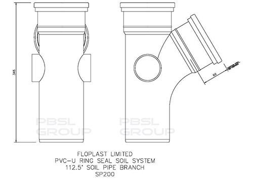 FloPlast Ring Seal Soil Branch Single Socket - 112.5 Degree x 110mm Black