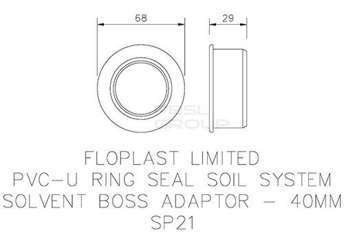 FloPlast Solvent Weld Soil Boss Adaptor - 40mm Black