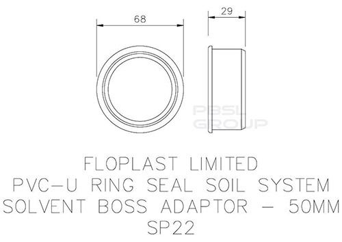 FloPlast Solvent Weld Soil Boss Adaptor - 50mm Black