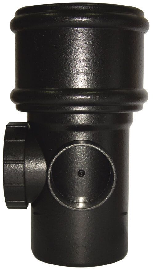 FloPlast Ring Seal Soil Access Pipe Single Socket - 110mm Cast Iron Effect