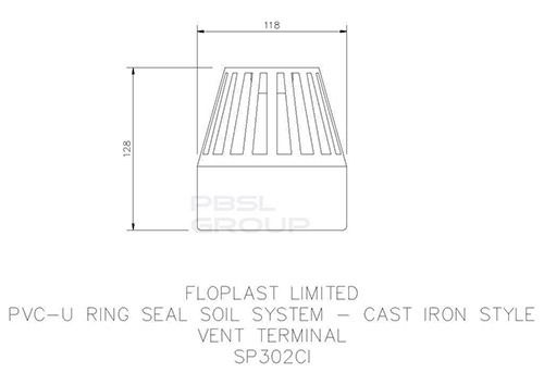 FloPlast Ring Seal Soil Vent Terminal - 110mm Cast Iron Effect